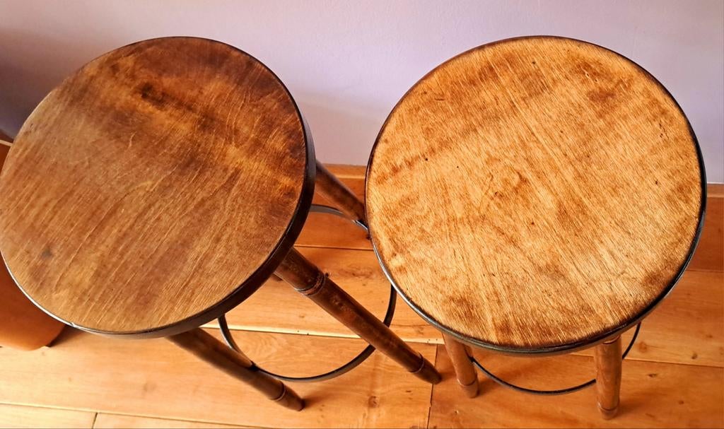 Set houten barkrukken, Huis en Inrichting, Woonaccessoires | Dienbladen, Ophalen of Verzenden, Vierkant, Hout