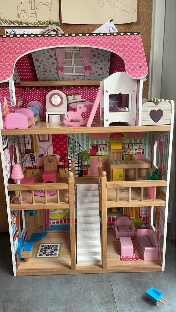 Groot houten poppenhuis, Kinderen en Baby's, Speelgoed | Poppenhuizen, Ophalen, Gebruikt, Poppenhuis