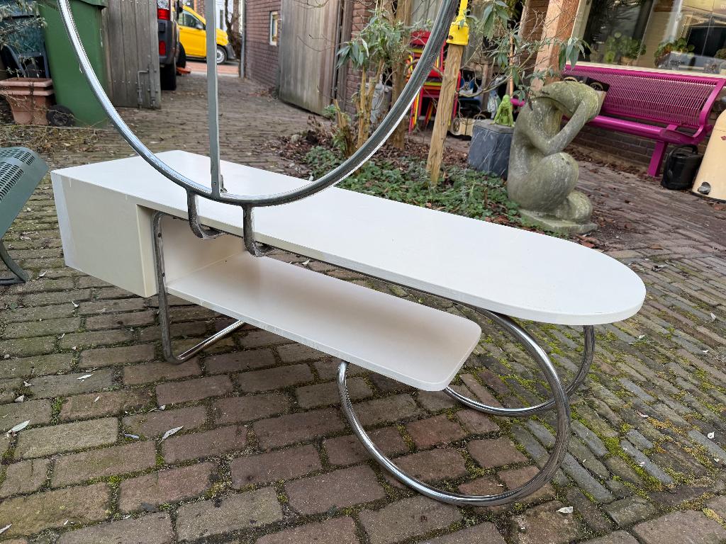 Vintage Auping kaptafel buisframe Van Reijnsdorp Art Deco, Ophalen, Gebruikt, 100 tot 150 cm, Metaal of Aluminium