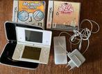 DSi met adapter en etui en 3 spellen, Gebruikt, Wit, Dsi, Ophalen of Verzenden
