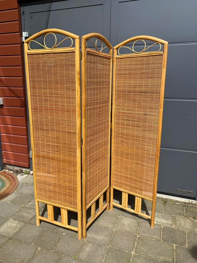 Vintage Rieten Kamerscherm Mid-Century Stijl, Ophalen, Gebruikt