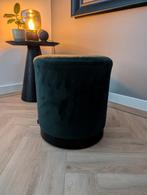 Groene velours hocker van Goossens - Ø36cm, H40cm, Ophalen, Minder dan 50 cm, Gebruikt, Rond