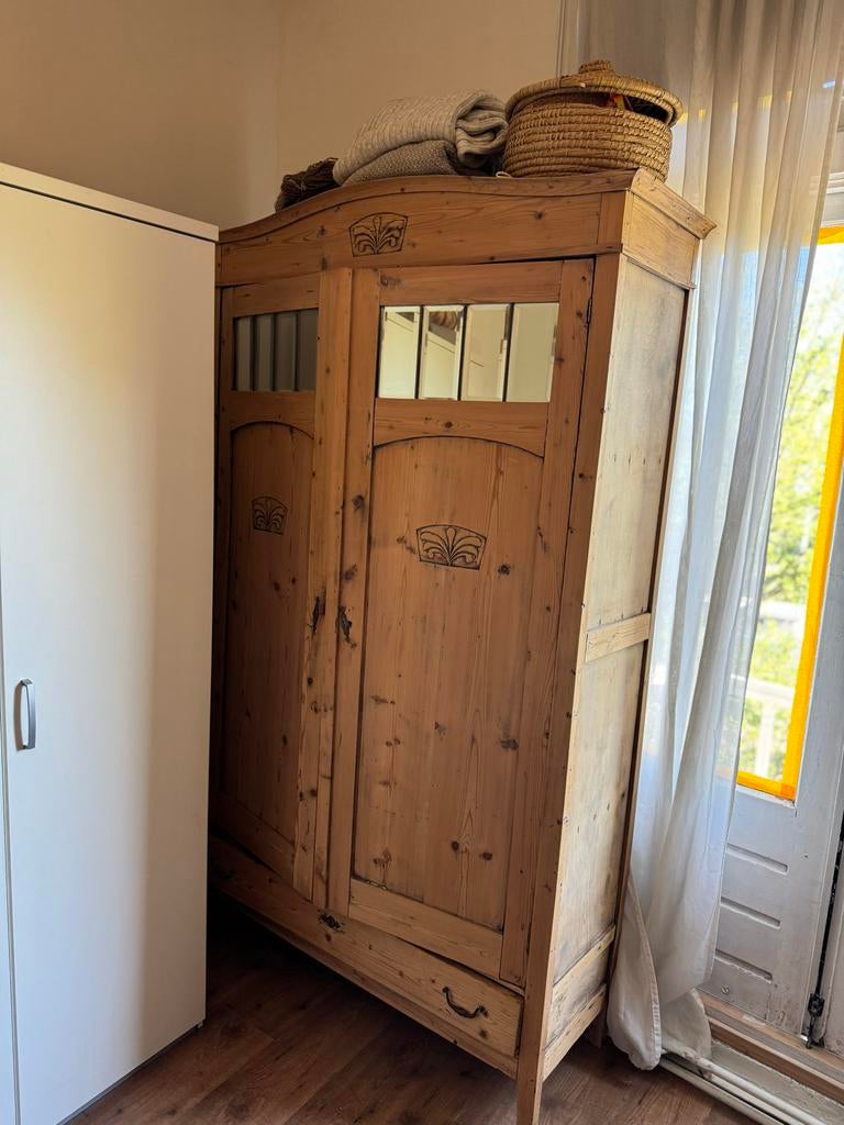 Authentieke Oud Grenen Kast - Vintage Kledingkast, Ophalen of Verzenden