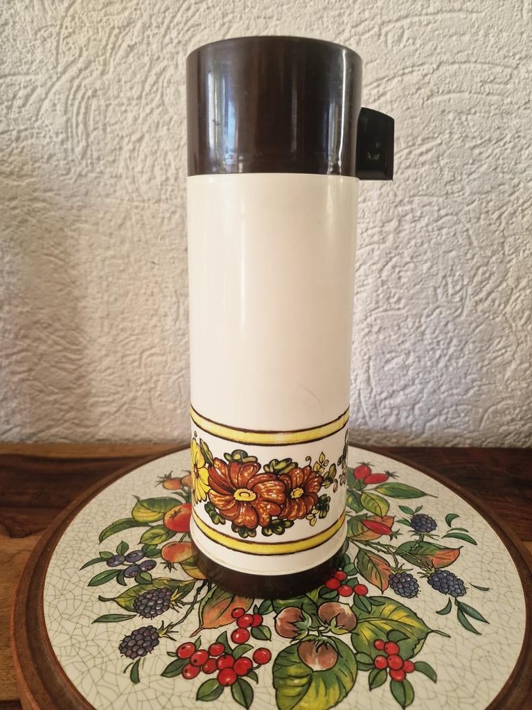 Vintage Aladdin thermoskan – retro bloemenprint – jaren 70, Verzamelen, Retro, Ophalen of Verzenden, Huis en Inrichting