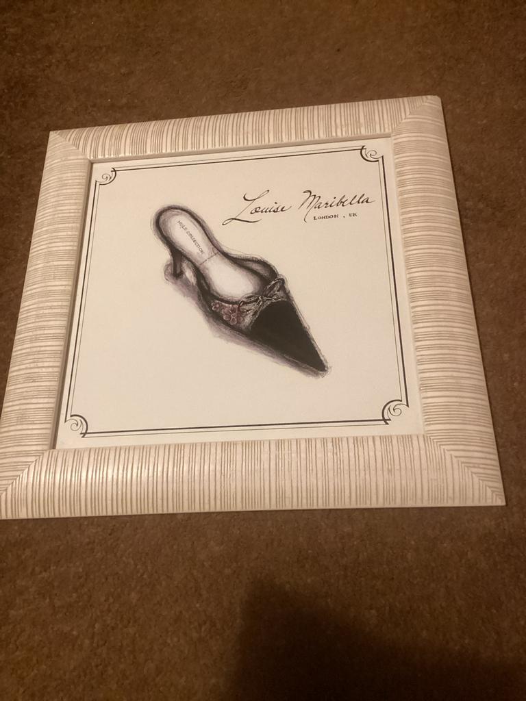 Schilderij met schoenmotief van Louise Maribella, Minder dan 50 cm, Nieuw, Ophalen of Verzenden, Schilderij