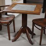 Leuke vierkante tafel Hutten Selection cafetafel hout metaal, Huis en Inrichting, Stoelen, Ophalen, Gebruikt, Bruin, Eén