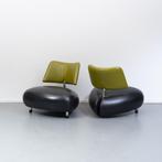 2x Leolux Pallone fauteuils uitgevoerd in zwart/groen, Niet ingevuld, Niet ingevuld, Leer, Ophalen of Verzenden