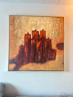 Abstract Schilderij met Warme Tinten en Gouden Accenten, Ophalen