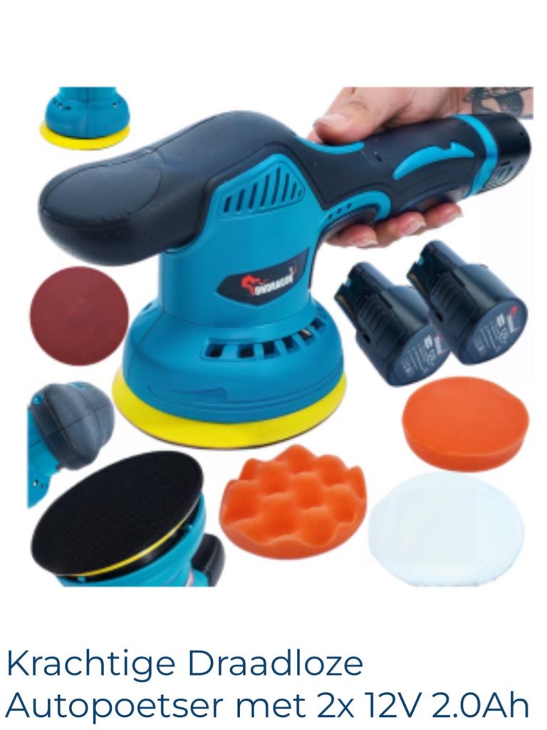 12 v polijstmachine met 2 accu,s en accessoires, Ophalen of Verzenden