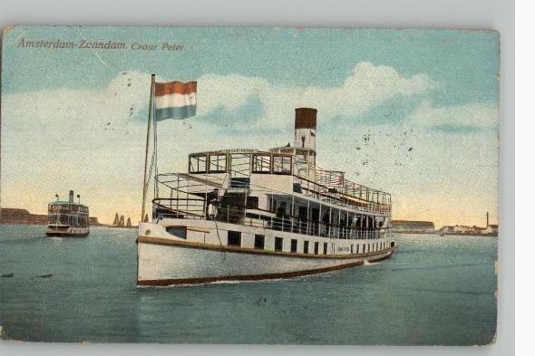 Salonboot Amsterdam-Zaandam  Czaar Peter st 1912, Verzamelen, Ansichtkaarten | Nederland, Gelopen, Noord-Holland, Voor 1920, Verzenden