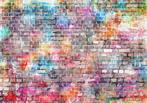 Gekleurde stenen muur fotobehang, Graffiti, Industrieel, Huis en Inrichting, Stoffering | Behang, Graffiti, industrieel, Verzenden