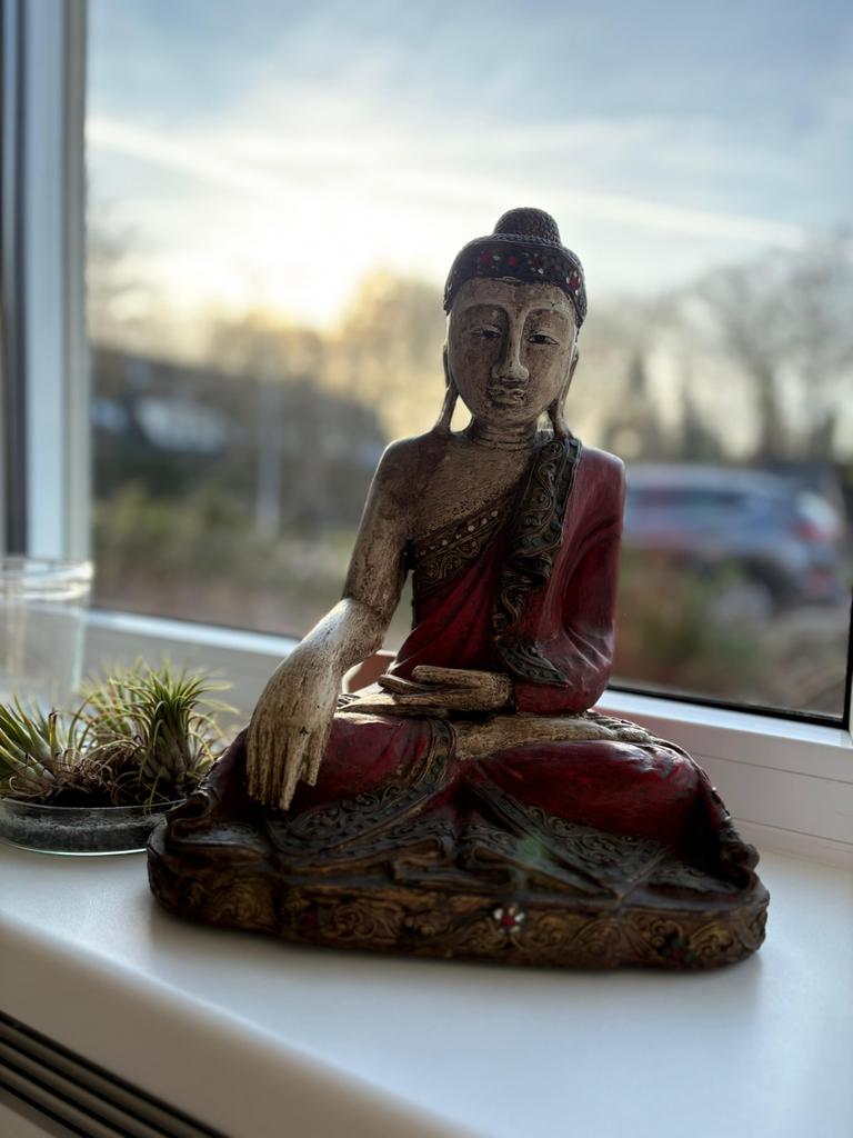 Vintage Thaise Boeddha - houtgesneden, Ophalen