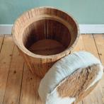 Lucky Vintage houten poef met opbergruimte, Ophalen, Minder dan 50 cm, ., Rond