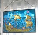 Glas in lood gebrandschilderd zeilschip, Verzamelen, Ophalen of Verzenden, Zo goed als nieuw, Zeilboot, Overige typen