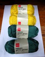 2 Bolletjes geel 2 bolletjes groen katoen haak of breigaren, Verzenden, Zo goed als nieuw, Breien of Haken, Wol of Garen