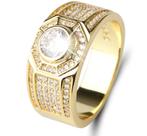 Heren 18K goud vergulde ring met ronde zirkoon, Sieraden, Tassen en Uiterlijk, Ringen, 20 of groter, Verzenden, Heer, Nieuw