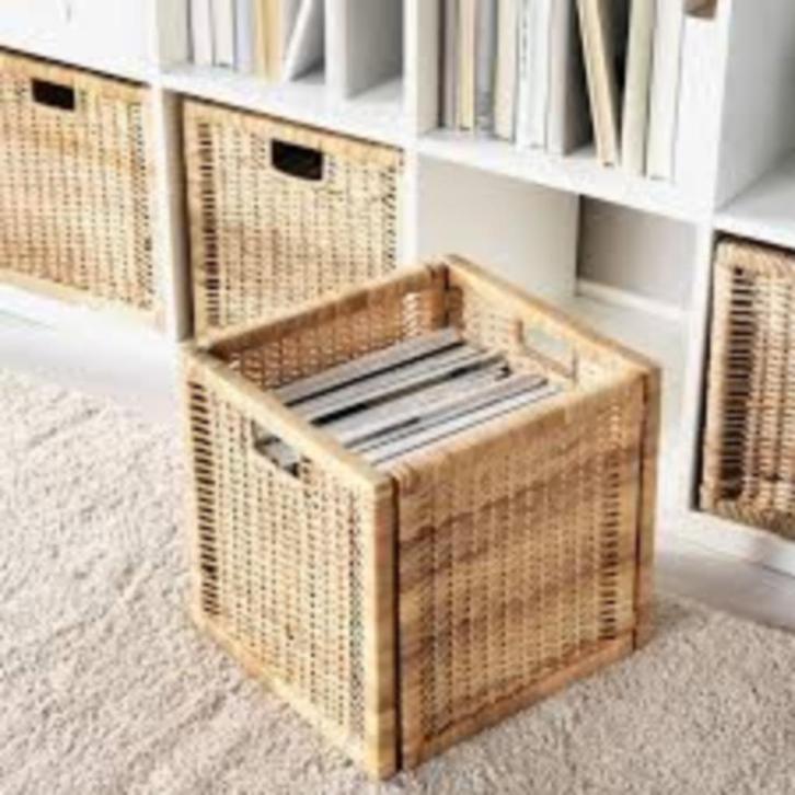 4 Rotan manden Ikea (perfect voor Kallax kast), Huis en Inrichting, Woonaccessoires | Schalen en Manden, Zo goed als nieuw, Mand