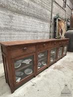 Engels dressoir vitrine  jaren 20 30  288 cm lengte, Antiek, Ophalen of Verzenden, Zo goed als nieuw, 200 cm of meer