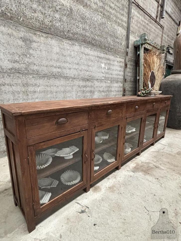 Engels dressoir vitrine  jaren 20 30  288 cm lengte, Huis en Inrichting, Kasten | Televisiemeubels, Zo goed als nieuw, Minder dan 100 cm