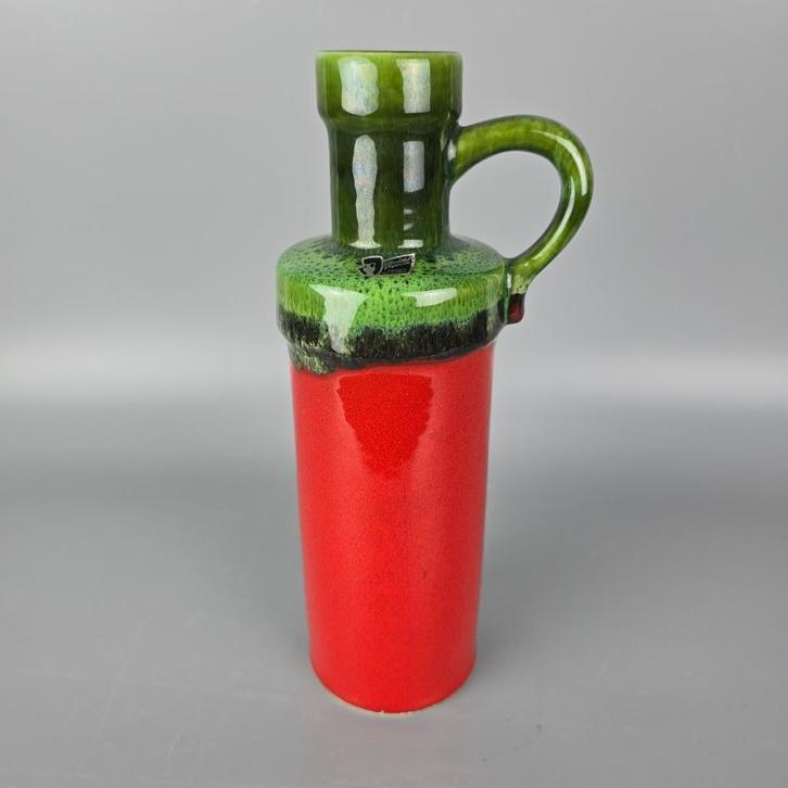 Vintage West-Duitse Fat Lava vaas. Silberdistel rood groen, Antiek en Kunst, Antiek | Vazen, Ophalen of Verzenden