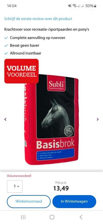 Paardenvoer Subli beschikbaar voor biedingen