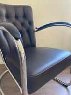 Gispen 412 GE fauteuil, chroom, donkerbruin leder, Gebruikt, Design, 75 tot 100 cm, Ophalen of Verzenden