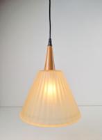 Vintage micron hanglamp hout glas italy design ‘80, Huis en Inrichting, Lampen | Hanglampen, N, Glas, Ophalen of Verzenden, N