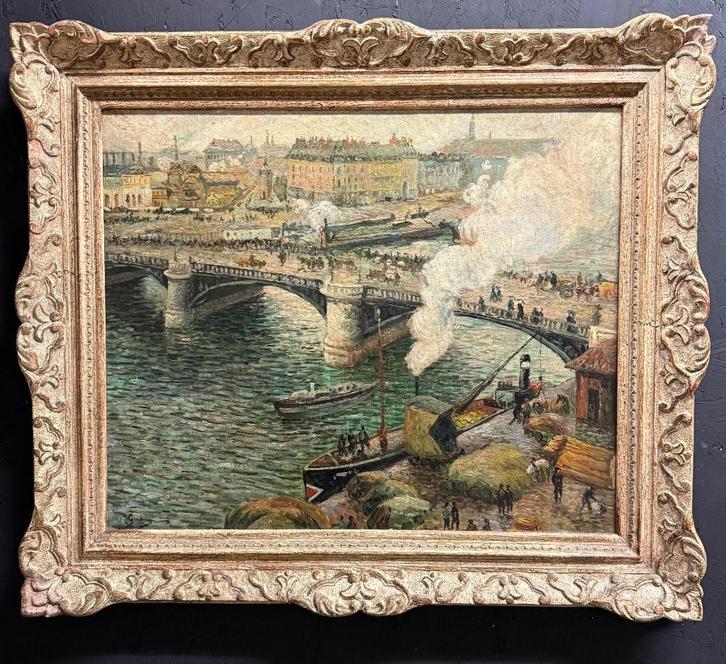 R Gourier – Pont Boieldieu in Rouen – naar Camille Pissarro, Antiek en Kunst, Kunst | Schilderijen | Klassiek, Ophalen