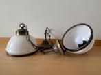Set van 2 glazen lampen met messing kap, Antiek, Gebruikt, 50 tot 75 cm, Ophalen of Verzenden