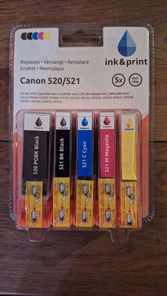 Canon 520/521 Ink&Print Cartridges - 5 Stuks en 3 stuks, Computers en Software, Printerbenodigdheden, Nieuw, Cartridge, Ophalen of Verzenden