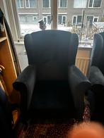 Twee zwarte oorfauteuils - 100cm hoog, Ophalen, Gebruikt, Stof, 75 tot 100 cm