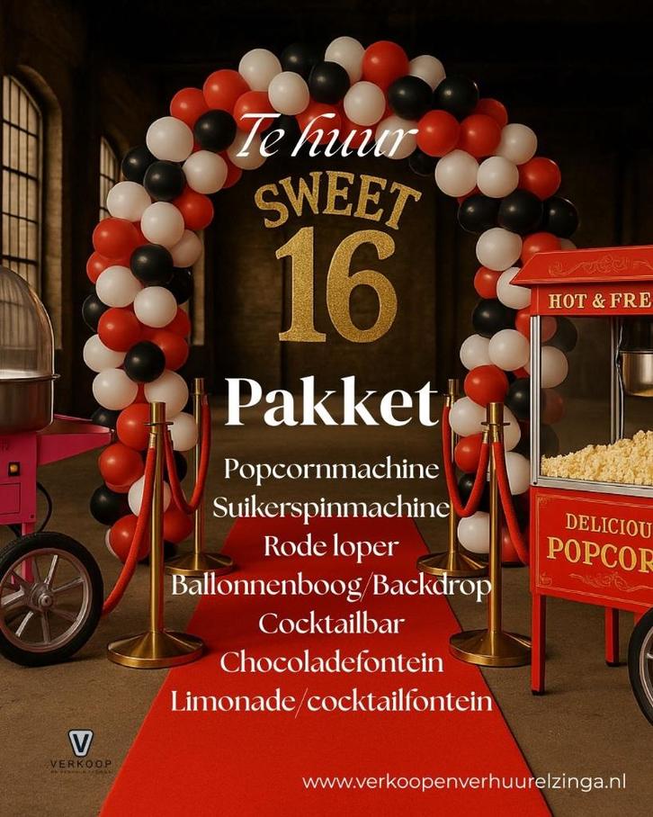 Prachtig pakket voor verjaardag Sweet Sixteen te huur, Hobby en Vrije tijd, Feestartikelen | Verhuur, Zo goed als nieuw, Verjaardag