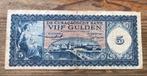 Nederlandse Antillen Curaçao 5 gulden 1954 circulatie, Postzegels en Munten, Bankbiljetten | Nederland, Ophalen of Verzenden, 5 gulden