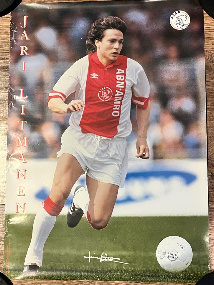 Jari Litmanen Ajax Poster - Nr. 4, Verzamelen, Sportartikelen en Voetbal, Gebruikt, Poster, Plaatje of Sticker, Ajax, Ophalen of Verzenden