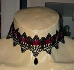 Mooie nieuwe zwart / rode Gothic ketting / chocker, Overige materialen, Verstelbaar, Zwart, Nieuw