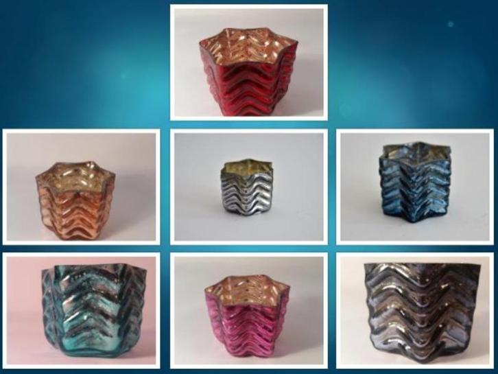 Waxinelichthouder glas ster klein / verschill. kleuren p/st., Huis en Inrichting, Woonaccessoires | Overige, Nieuw, Ophalen of Verzenden