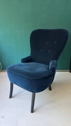 Donkerblauwe fauteuil, Huis en Inrichting, Fauteuils, Ophalen, Zo goed als nieuw, 75 tot 100 cm, 50 tot 75 cm