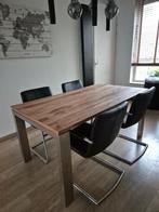 Xooon Piura eetkamerset met 4 leren stoelen 160 x 90cm, Huis en Inrichting, Ophalen, Gebruikt, Modern / tijdloos, 4 tot 6 stoelen