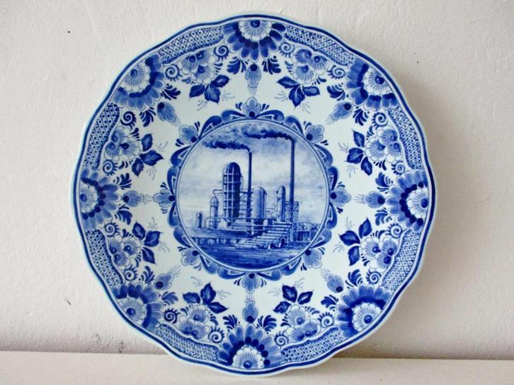 CalTex bord wandbord delfts blauw olie bezine schoonhoven, Antiek en Kunst, Antiek | Wandborden en Tegels, Ophalen of Verzenden