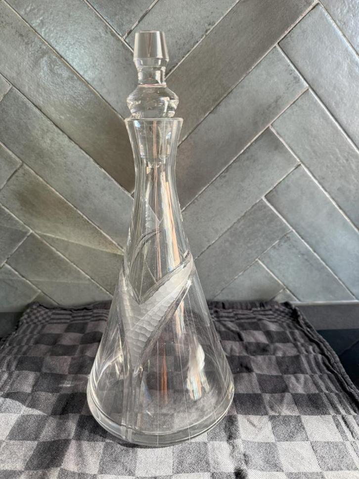 Karaf Kristal met 4 glazen, unieke slijping, Bohemian, Antiek en Kunst, Antiek | Glas en Kristal, Ophalen
