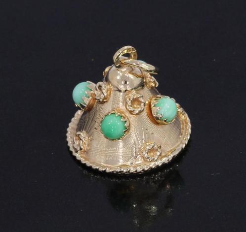 Bel hanger edelsteen 14 karaats gouden ketting hanger fraai, Sieraden, Tassen en Uiterlijk, Kettinghangers, Zo goed als nieuw