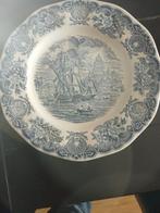 2 dinerborden Historical ports of England,blauw en rood,25cm, Antiek en Kunst, Antiek | Servies los, Ophalen of Verzenden