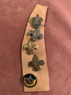 Vintage Scouting Insignes (1930-1950) op Lederen Band, Ophalen of Verzenden, Gebruikt, Embleem, Speld of Insigne