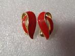 goudkl vintage clips met rood cloisonne nr or 066, Sieraden, Tassen en Uiterlijk, Antieke sieraden, Ophalen of Verzenden, Overige materialen