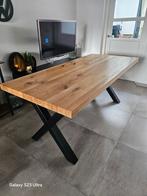 Massief eiken eettafel met metalen poten, Huis en Inrichting, Tafels | Eettafels, Ophalen, 50 tot 100 cm, Rechthoekig, Nieuw