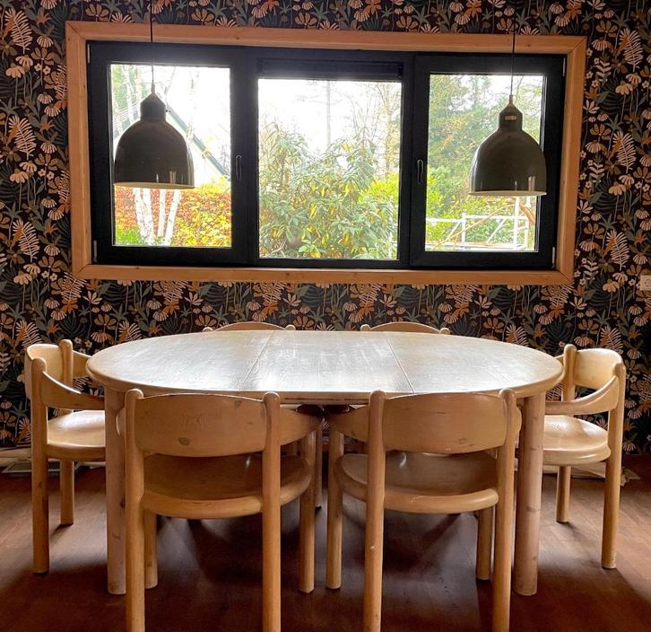 Vintage Deens Design Rainer Daumiller Set met 6 stoelen, Huis en Inrichting, Tafels | Eettafels, Gebruikt, 100 tot 150 cm, 150 tot 200 cm