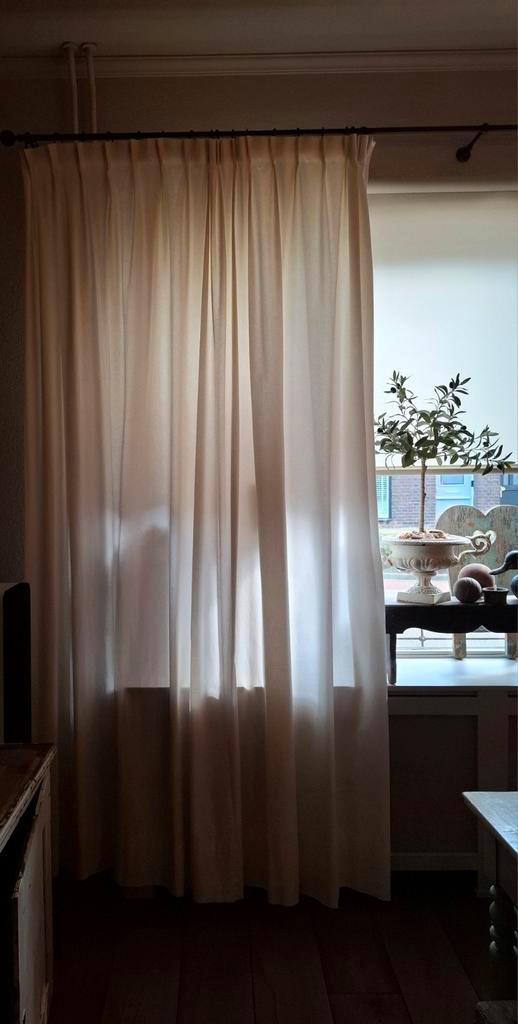 Roomkleur overgordijnen katoen, Huis en Inrichting, Stoffering | Gordijnen en Lamellen, Gebruikt, 200 cm of meer, 200 cm of meer