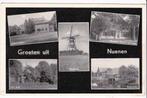 Groeten uit Nuenen 5-vensterkaart uit 1955 met molen, Verzenden, 1940 tot 1960, Gelopen, Noord-Brabant