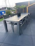 tuinset rvs tafel met 8 stoelen vaste prijs 450,=, Ophalen, Gebruikt, 8 zitplaatsen, Rvs