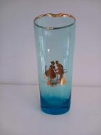 Lichtblauwe glazen vaas / schenkkan. Glas met goud., Antiek en Kunst, Ophalen of Verzenden